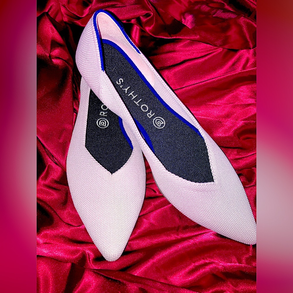 Rothy’s The Point flat light pink 11.5 EUC sustainable shoes clean insoles